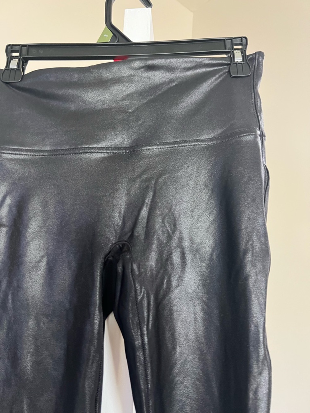 Spanx Shiny Black Faux Leather High-Waist Leggings